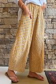 Nonni Gingham Relaxed Barrel Pant Mustard